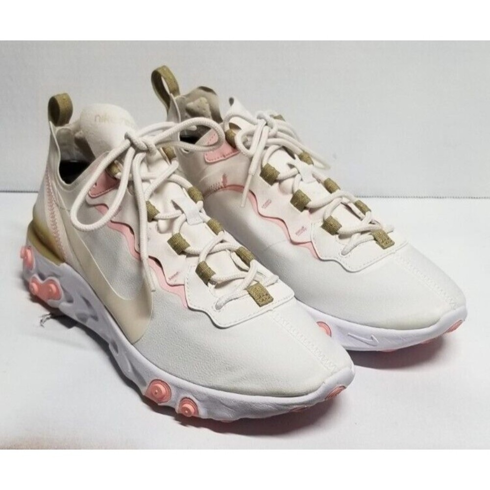 Nike React Element 55 Womens Shoes 9 Beige Lace Up Sneakers Low Top Running